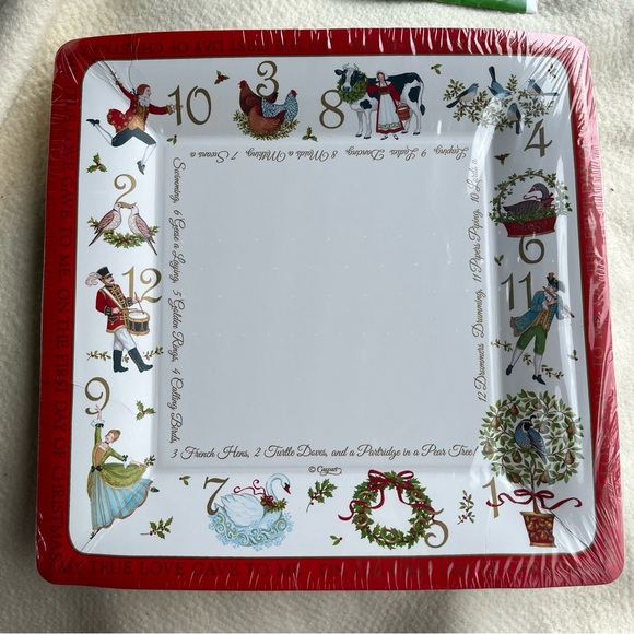 Caspari On The 12th Day Christmas Paper Dinner Plates 10” Vintage New - Picture 1 of 2